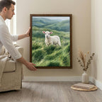 Cute lamb wall art, Farmhouse decor, Sweet baby sheep print, Nursery animal sign, Country highland art, Framed wood canvas, Cottagecore