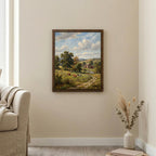 Cow Oil Painting, Farmhouse Wall Decor, Countryside Landscape Art, Framed Canvas Wood Art, Cottagecore Decor, Rustic Nature, Barn Print