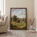 Cow Oil Painting, Farmhouse Wall Decor, Countryside Landscape Art, Framed Canvas Wood Art, Cottagecore Decor, Rustic Nature, Barn Print