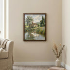 Duck Oil Painting, Countryside Landscape Wall Art, Farmhouse Decor, Framed Canvas Wood Art, Cottagecore Decor, Rustic Nature Art, Duck Print