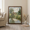 Duck Oil Painting, Countryside Landscape Wall Art, Farmhouse Decor, Framed Canvas Wood Art, Cottagecore Decor, Rustic Nature Art, Duck Print