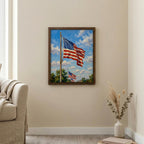 American Flag Art, Patriotic Wall Decor, 4th of July Painting, US Flag Canvas, Framed Wood Art, USA Pride Decor, Military Veteran Gift