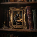 Mystical Monk Scholar, Gothic Renaissance Art, Wizard Alchemist Canvas, Medieval fantasy Decor, Framed dark art, Vintage Occult print