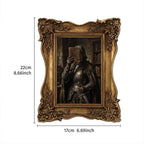 Dark Academia Wall Art, Medieval Knight Painting, Gothic Fantasy Decor, Ornate Framed Canvas, Vintage Library Print, Sword and Book Art