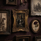 Dark Academia Wall Art, Medieval Knight Painting, Gothic Fantasy Decor, Ornate Framed Canvas, Vintage Library Print, Sword and Book Art