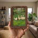 Duck Wall Art, Wooden Nursery Decor, Plywood Canvas Art, Goose Meadow Painting, Kids Room Wall Decor, Wood Picture Frame, Housewarming Gift