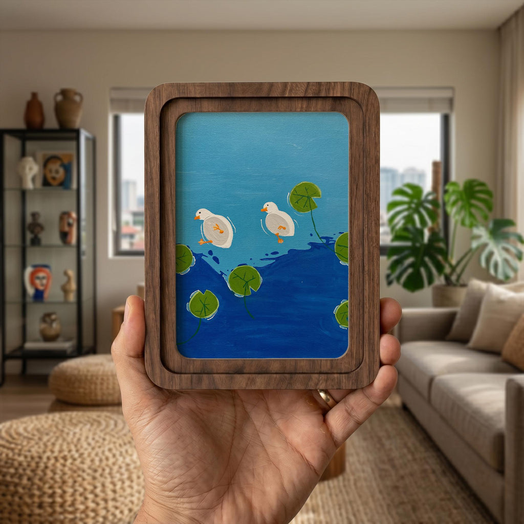 Duck Oil Painting, Arch Wood Frame, Arched Wall Art, Funny Goose Canvas, Duck Nursery Decor, Plywood Art Frame, Cute Animal Art, Wall Decor