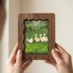 Goose Wall Art, Wavy Wood Frame, Nursery Wall Decor, Meadow Painting, Farmhouse Wall Art, Kids Room Decor, Canvas Wood Sign, Wood Wall Decor