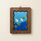Duck Wall Art, Wooden Duck Decor, Nursery Wall Art, Plywood Frame Canvas, Duck Pond Painting, Kids Room Decor, Housewarming Gift, Wood Art