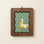 Duck Oil Painting, Scalloped Wood Frame, Wavy Frame Wall Art, Funny Goose Canvas, Duck Nursery Decor, Plywood Art Frame,Cute Animal Painting