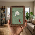 Funny Laundry Room Decor, Rounded Wood Framed Art, Goose on Clothesline Painting, Cute White Duck Art, Quirky Animal Picture, Wall Gift