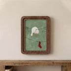 Funny Laundry Room Decor, Rounded Wood Framed Art, Goose on Clothesline Painting, Cute White Duck Art, Quirky Animal Picture, Wall Gift