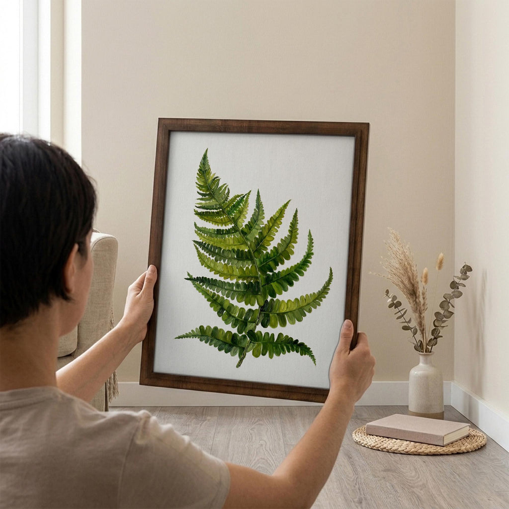 Fern Wall Art, Wood Picture Frame, Botanical Canvas Art, 3D Layered Wood Sign, Framed Leaf Print, Plant Lover Gift, Rustic Home Decor