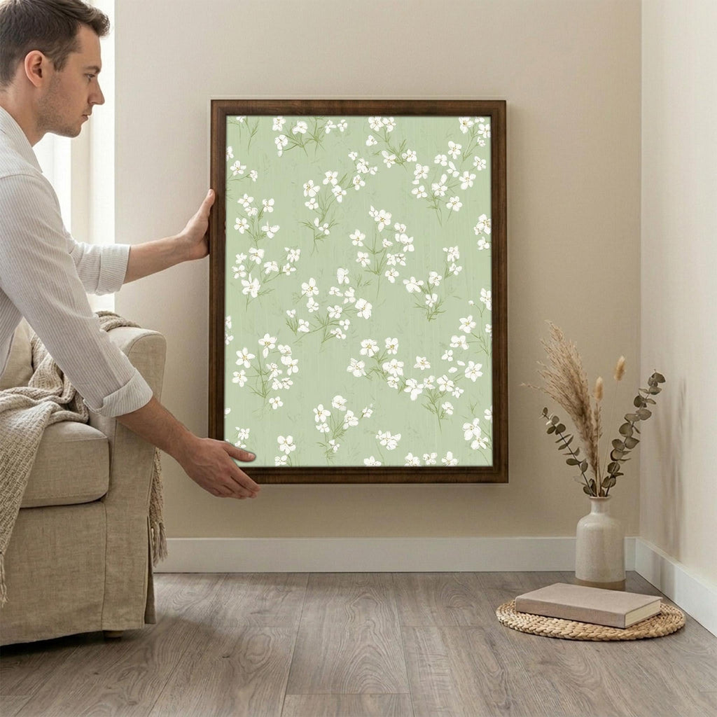 Floral Wall Art, Wood Picture Frame, Sage Green Decor, 3D Layered Wood Sign, Flower Canvas Art, Wildflower Print, Cottagecore Home Decor