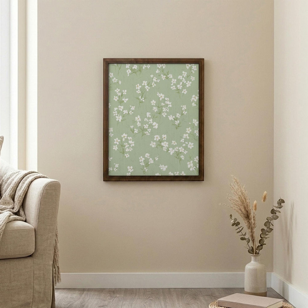 Floral Wall Art, Wood Picture Frame, Sage Green Decor, 3D Layered Wood Sign, Flower Canvas Art, Wildflower Print, Cottagecore Home Decor