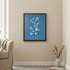 Floral Wall Art, Wood Picture Frame, Blue Flower Decor, 3D Layered Wood Sign, Flower Canvas Art, Wildflower Print, Cottagecore Home Decor
