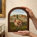 Arched Chicken Frame, Country Farmhouse Decor, Wooden Hen Art, Rustic Wood Frame, Canvas Farm Art, 3D Layered Frame, Wall Hanging Art Decor