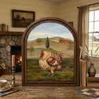 Arched Chicken Frame, Country Farmhouse Decor, Wooden Hen Art, Rustic Wood Frame, Canvas Farm Art, 3D Layered Frame, Wall Hanging Art Decor