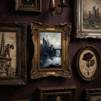 Gothic Castle Art, Dark Academia Decor, Ornate Gold Frame, Vampire Castle Print, Moody Landscape, Vintage Picture Frame, Antique Gold Decor