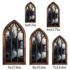 Gothic Castle Art, Dark Academia Decor, Gothic Window Frame, Vampire Castle Print, Laser Cut Wood Art, Gothic Picture Frame,Spooky Landscape