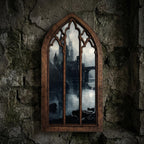 Gothic Castle Art, Dark Academia Decor, Gothic Window Frame, Vampire Castle Print, Laser Cut Wood Art, Gothic Picture Frame,Spooky Landscape
