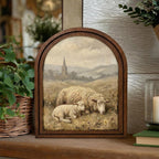 Arched Sheep Frame, Country Farmhouse Decor, Wooden Lamb Art, Rustic Wood Frame, Canvas Farm Art, 3D Layered Frame, Sheep Lover Gift Decor