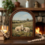 Arched Lamb Frame, Country Farmhouse Decor, Wooden Sheep Art, Rustic Wood Frame, Canvas Farm Art, 3D Layered Frame, Sheep Lover Gift Decor