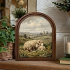 Arched Sheep Frame, Country Farmhouse Decor, Wooden Lamb Art, Rustic Wood Frame, Canvas Farm Art, 3D Layered Frame, Sheep Lover Gift Decor