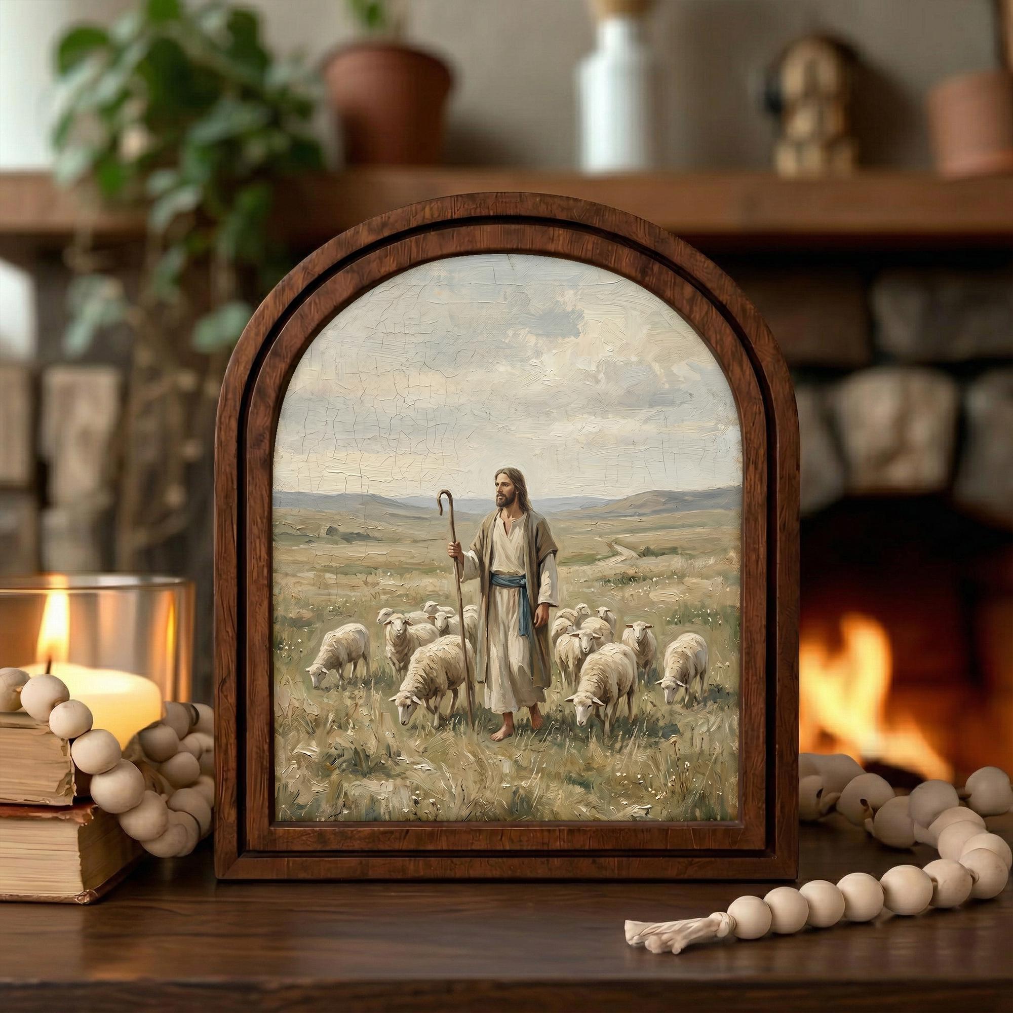 Christian Wall Art, Good Shepherd Art Scripture Wall Art, Jesus Wall Art, Kids Room Art, Christian Scripture Gift