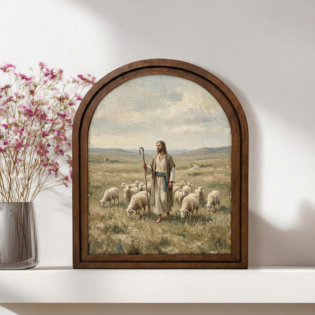 Christian Wall Art, Good Shepherd Art Scripture Wall Art, Jesus Wall Art, Kids Room Art, Christian Scripture Gift