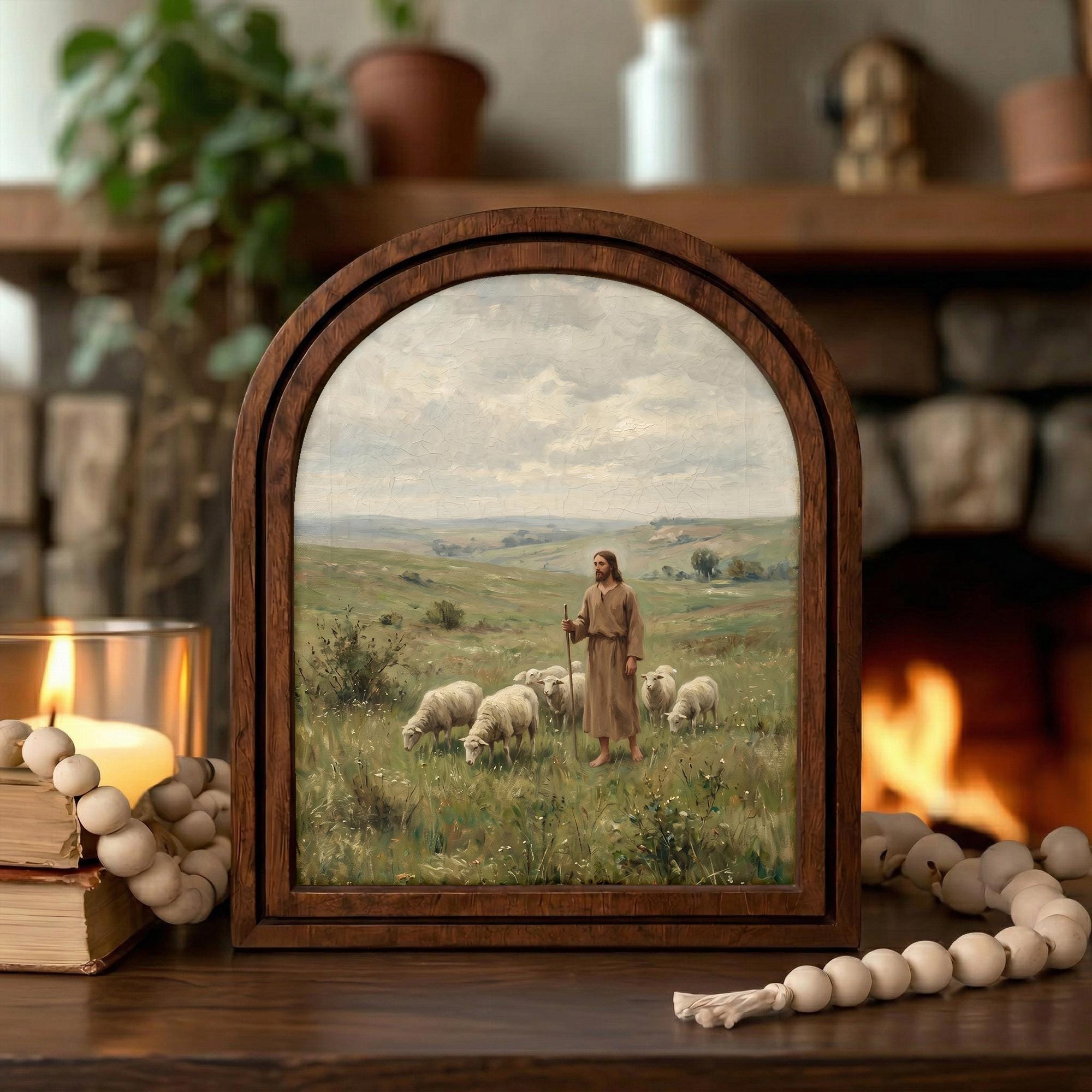 Christian Wall Art, Good Shepherd Art Scripture Wall Art, Jesus Wall Art, Kids Room Art, Christian Scripture Gift