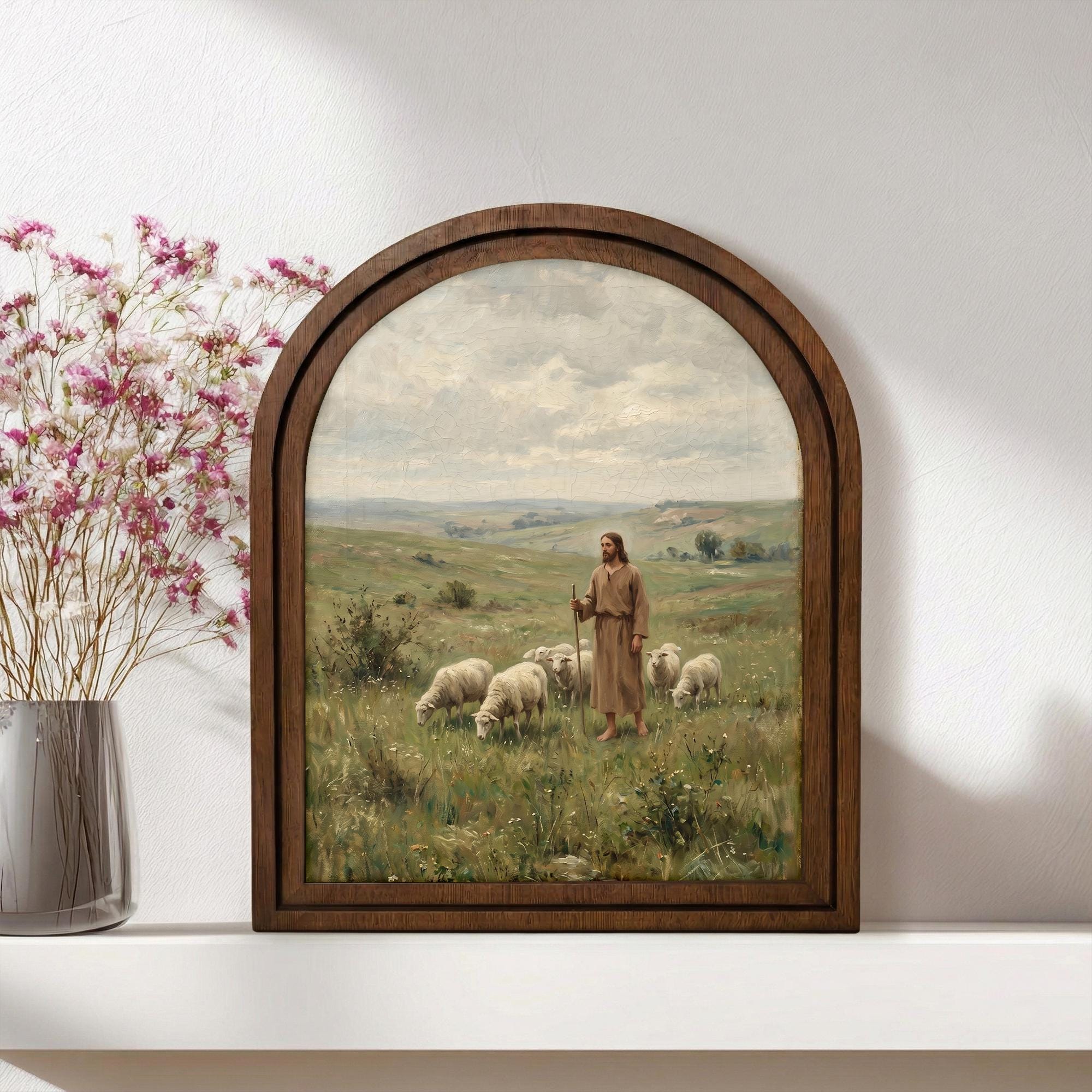 Christian Wall Art, Good Shepherd Art Scripture Wall Art, Jesus Wall Art, Kids Room Art, Christian Scripture Gift