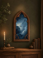 Storm Dragon Gothic Arch Wall Art, Dark Fantasy Sky Window Decor, Moody Dragon Cloudscape Artwork, Gothic Home Decor