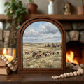 Arched Cow Farm Frame, Country Farmhouse Decor, Wooden Dairy Cow Art, Rustic Wood Frame, Canvas Farm Art, 3D Layered Frame, Wall Hanging