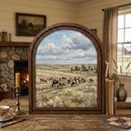 Arched Cow Farm Frame, Country Farmhouse Decor, Wooden Dairy Cow Art, Rustic Wood Frame, Canvas Farm Art, 3D Layered Frame, Wall Hanging
