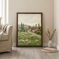 European Countryside, Sheep Oil Painting, Rectangle Wood Frame, Pastoral Canvas Print, Country Landscape, Framed Art Gift, Vintage Decor