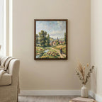 European Countryside, Sheep Oil Painting, Rectangle Wood Frame, Pastoral Canvas Print, Country Landscape, Framed Art Gift, Vintage Decor