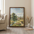 European Countryside, Sheep Oil Painting, Rectangle Wood Frame, Pastoral Canvas Print, Country Landscape, Framed Art Gift, Vintage Decor