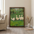 Duck Nursery Wall Art, Cute Goose Oil Painting, Kids Room Decor, Framed Canvas Wood Art, Farmhouse Animal Decor, Whimsical Duckling Print