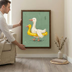 Funny duck wall art, Cute duckling decor, Sage green wall art, Whimsical nursery sign, Country kitchen decor, Wooden canvas framed art