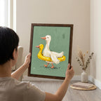 Funny duck wall art, Cute duckling decor, Sage green wall art, Whimsical nursery sign, Country kitchen decor, Wooden canvas framed art