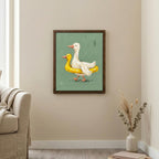 Funny duck wall art, Cute duckling decor, Sage green wall art, Whimsical nursery sign, Country kitchen decor, Wooden canvas framed art
