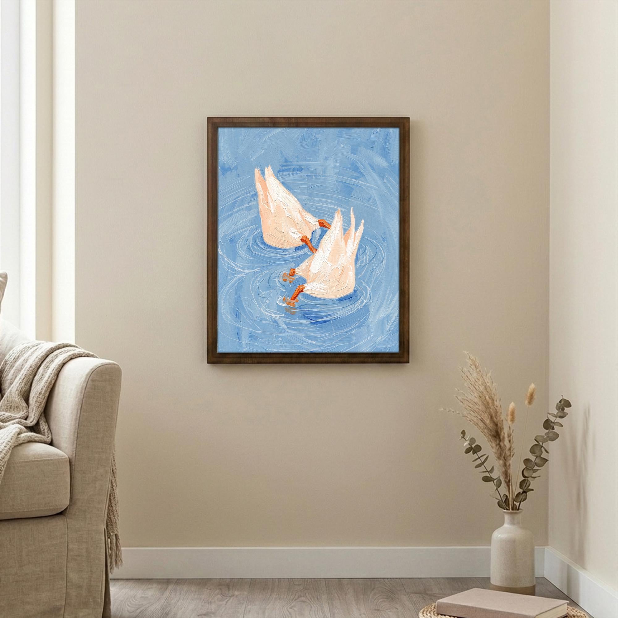 Funny duck wall art, Duck butts art print, Light blue bathroom decor, Whimsical cottagecore sign, Cute animal art canvas, Farmhouse gift