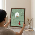 Funny goose wall art, Laundry room decor, Sage green wall art, Cute duck sign, Whimsical cottagecore art, Framed wood canvas, Goose print
