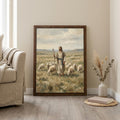 Jesus Good Shepherd, Christian Wall Art, Religious Oil Painting, Scripture Home Decor, Framed Canvas Wood Art, Catholic Gifts, Christ Print