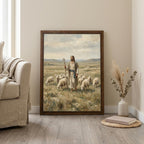 Jesus Good Shepherd, Christian Wall Art, Religious Oil Painting, Scripture Home Decor, Framed Canvas Wood Art, Catholic Gifts, Christ Print