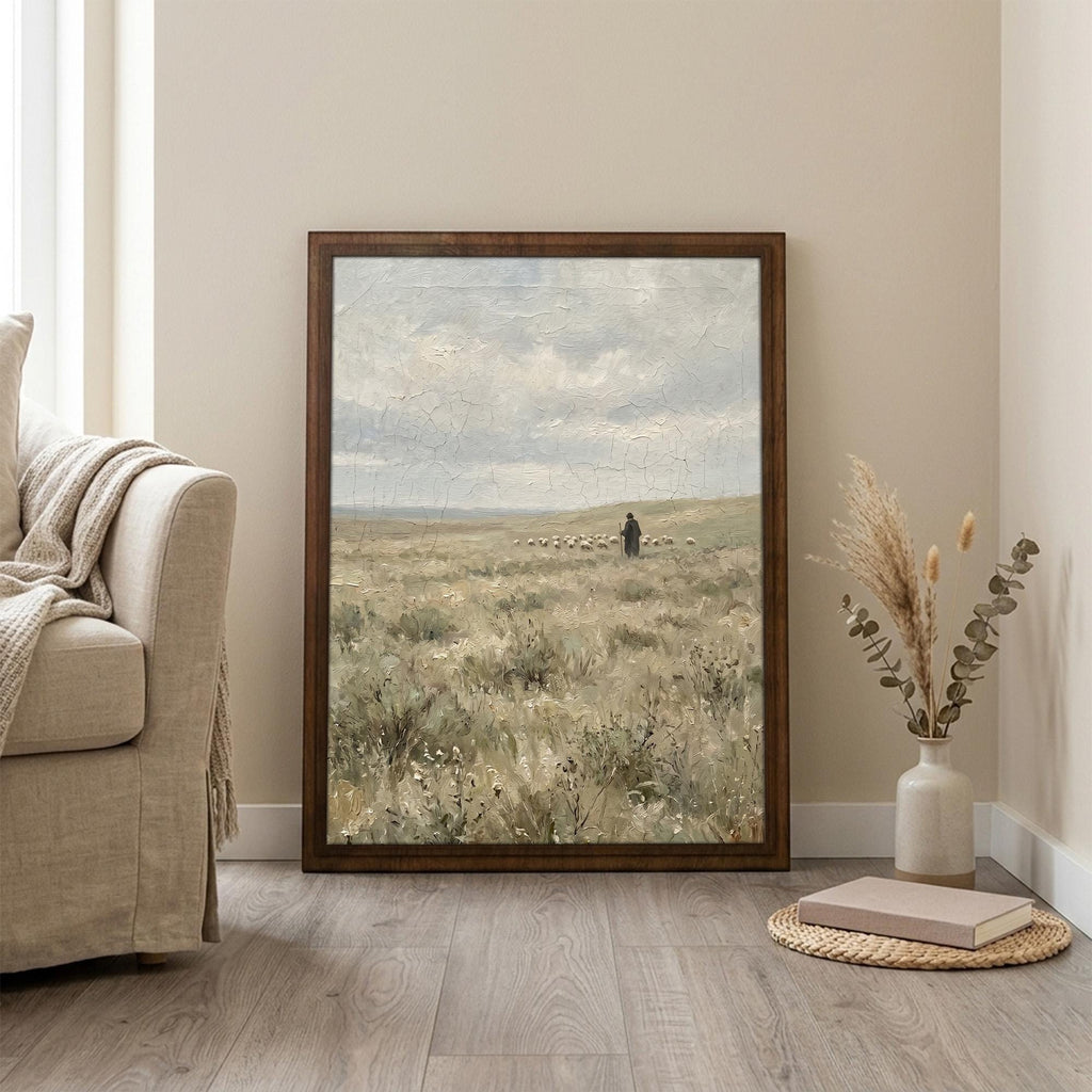 Jesus Good Shepherd, Christian Wall Art, Religious Oil Painting, Scripture Home Decor, Framed Canvas Wood Art, Catholic Gifts, Christ Print