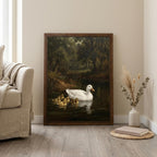 Duck Oil Painting, Countryside Landscape Wall Art, Farmhouse Decor, Framed Canvas Wood Art, Cottagecore Decor, Rustic Nature Art, Duck Print