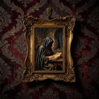 Mystical Monk Scholar, Gothic Renaissance Art, Wizard Alchemist Canvas, Medieval fantasy Decor, Framed dark art, Vintage Occult print