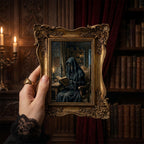 Dark Academia Wall Art, Gothic Victorian Decor, Grim Reaper Canvas, Witchy Room Aesthetics, Ornate Framed Print, Haunted Library Painting
